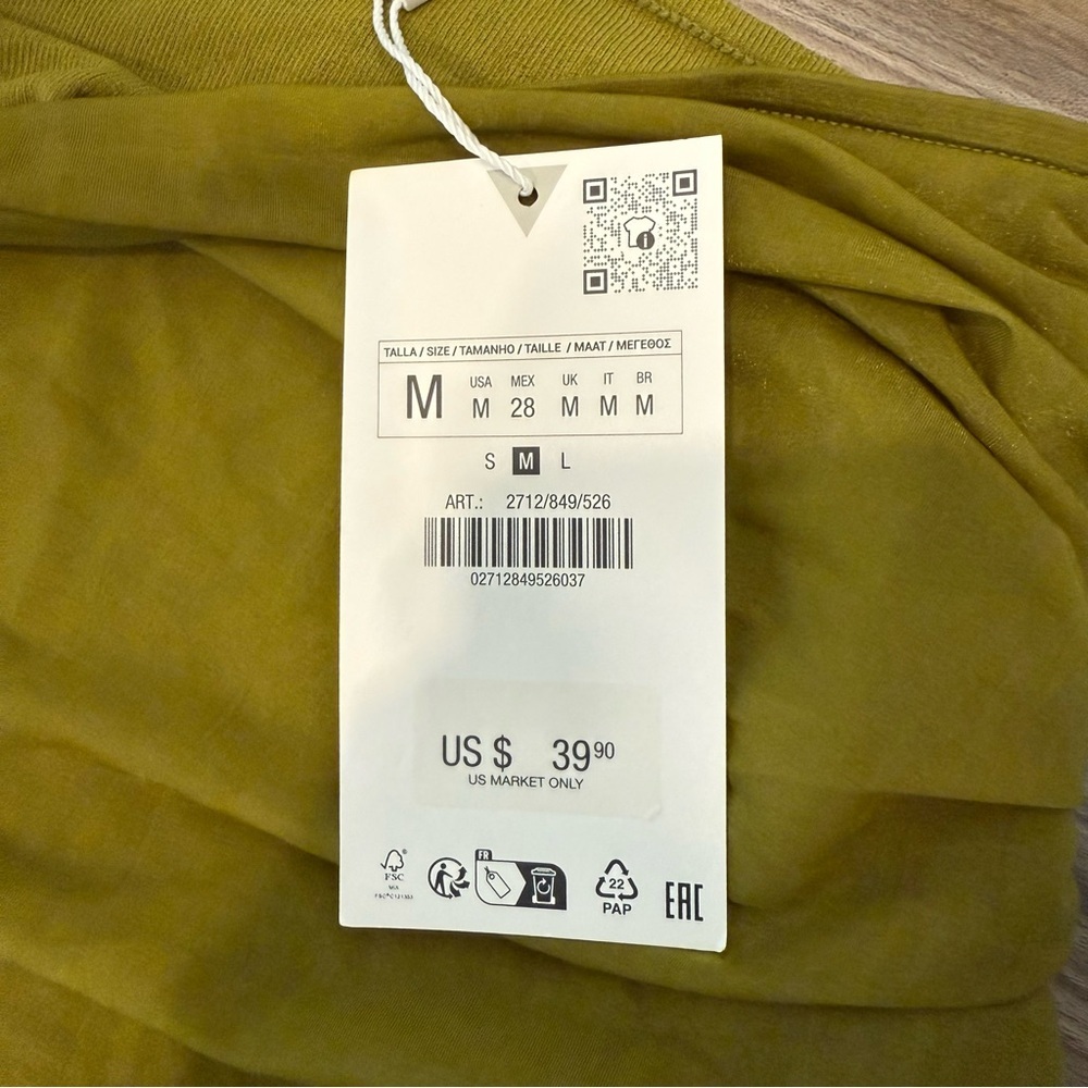 NWT Zara Two Piece Chartreuse High Neck Tank and Midi Skirt - Picture 10 of 13